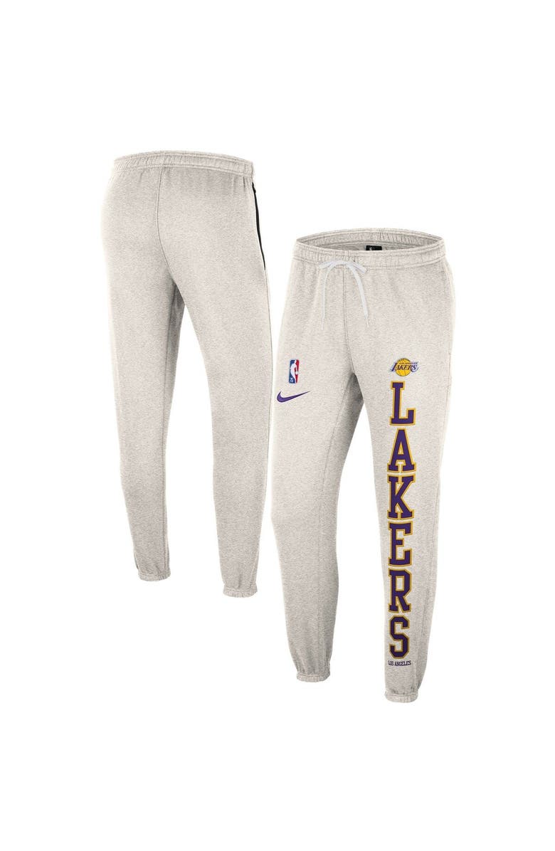 Nike Men's Nike Oatmeal Los Angeles Lakers 75th Anniversary Courtside Fleece Pants, Main, color, 