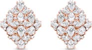Haus of Brilliance 18K Rose Gold 8 1/3 Cttw Pear and Diamond Floral Cluster Earring