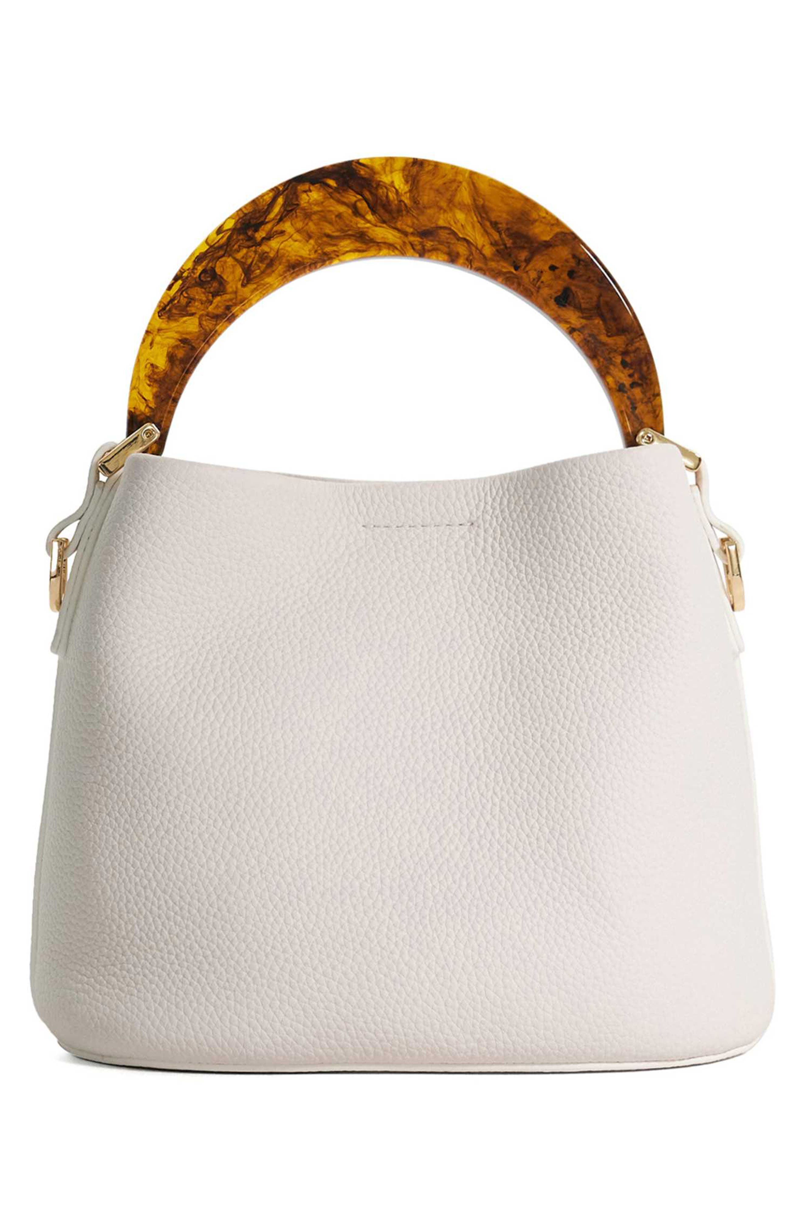 Dune London Dharla Leather Top Handle Bag, Alternate, color, White