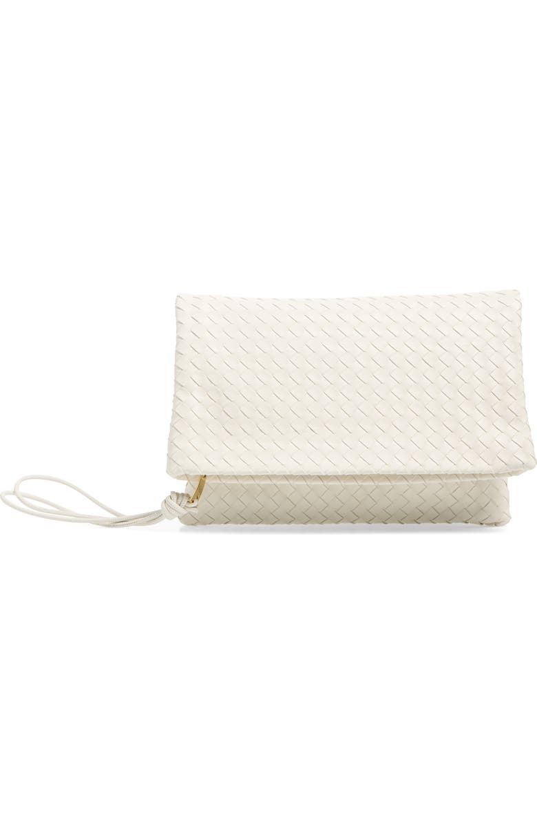 Bottega Veneta Intrecciato Leather Pouch Clutch, Main, color, Alabaster-Brass
