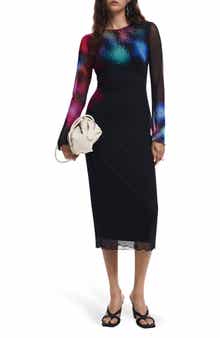 Desigual Long Sleeve Mesh Dress