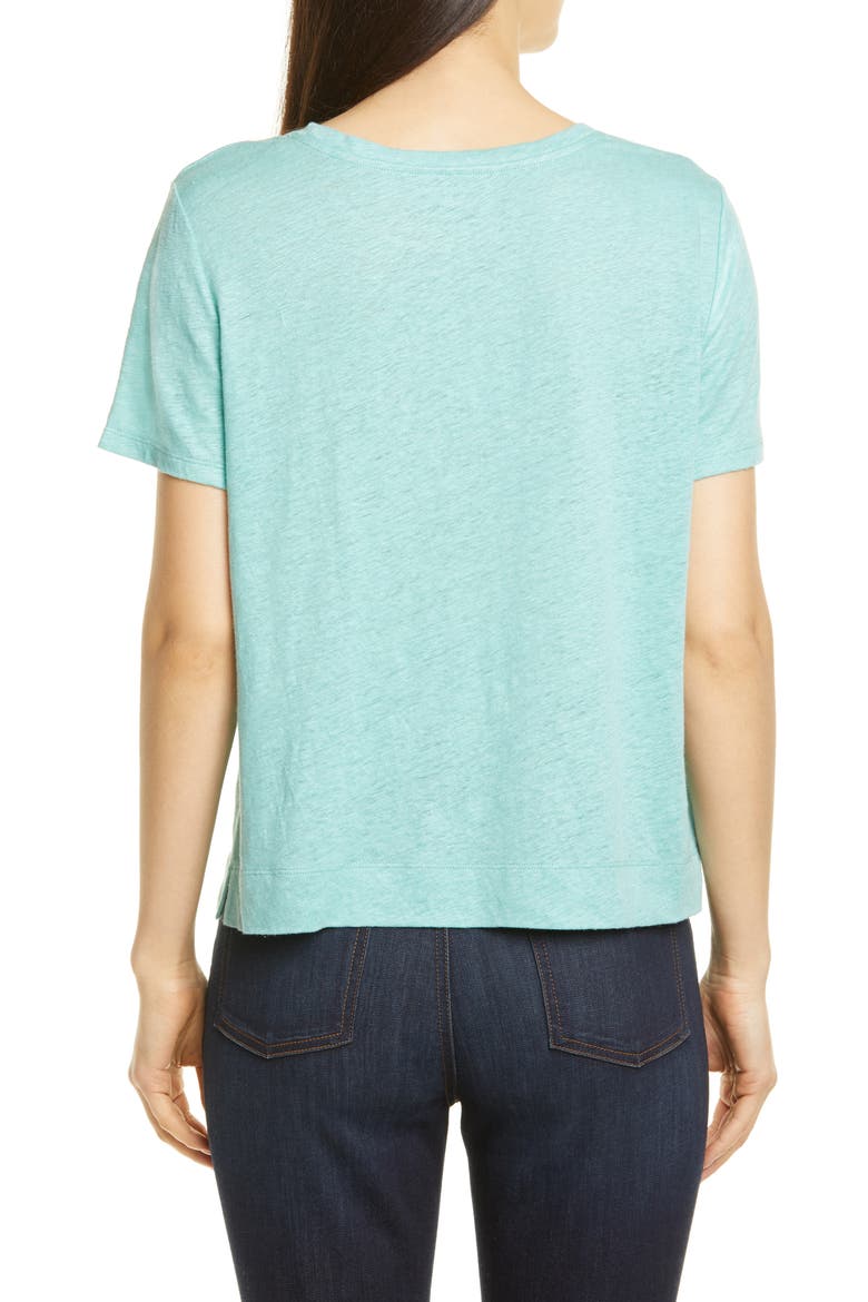 Crewneck Organic Linen Tee, Alternate, color, CALYPSO