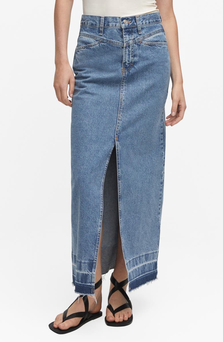MANGO Denim Midi Skirt, Alternate, color, 