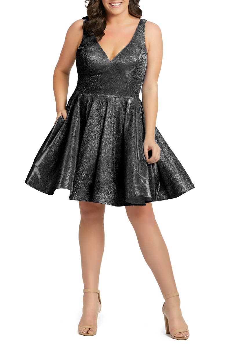 Mac Duggal Sleeveless Sparkle Metallic Fit & Flare Dress, Main, color,