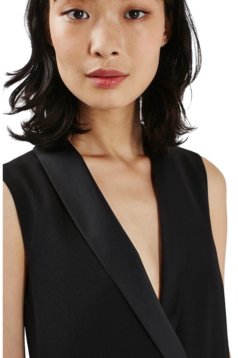 Sleeveless Double Breasted Slouch Jacket, Alternate, color, BLACK