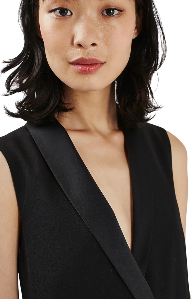 Topshop Sleeveless Double Breasted Slouch Jacket, Alternate, color, Black