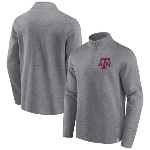 Men's Fanatics Branded Heather Gray Texas A&M Aggies Vintage Fleece Quarter-Zip Jacket