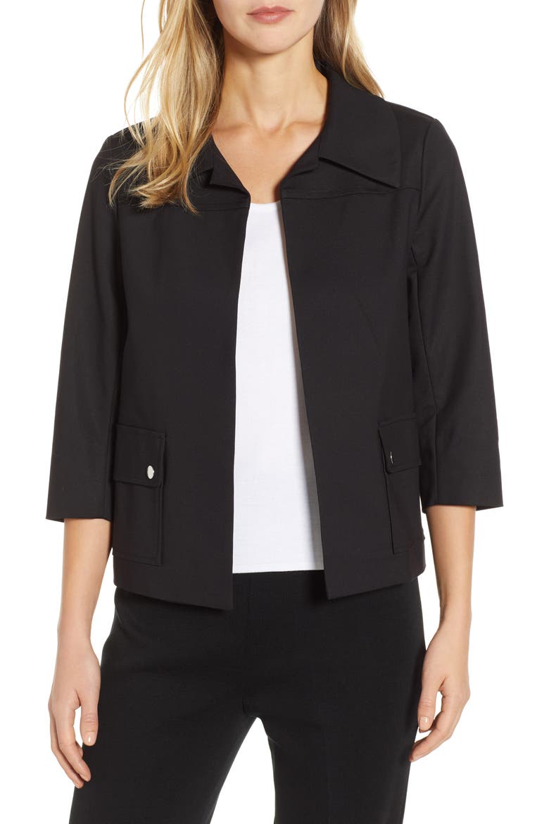 Collared Crop Jacket, Main, color, BLACK