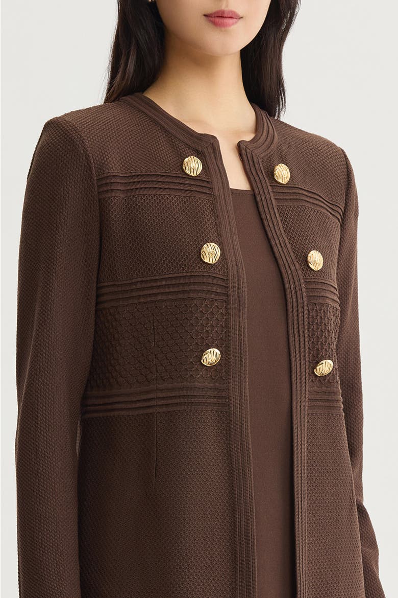 Pointelle Tonal Knit Jacket, Alternate, color, Dark Umber