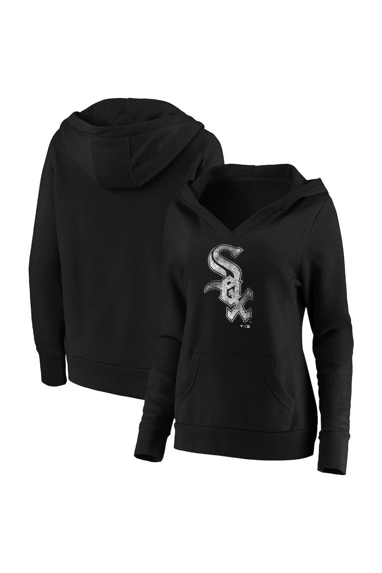 Women's Fanatics Branded Black Chicago White Sox Core Team Crossover V-Neck Pullover Hoodie, Main, color, BLACK