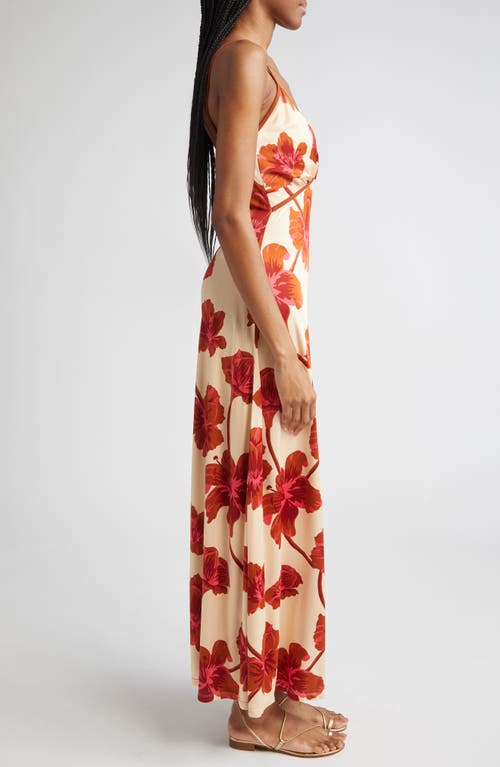 Johanna Ortiz Sendero De Astromelias Floral-print Satin Maxi Dress In Multi