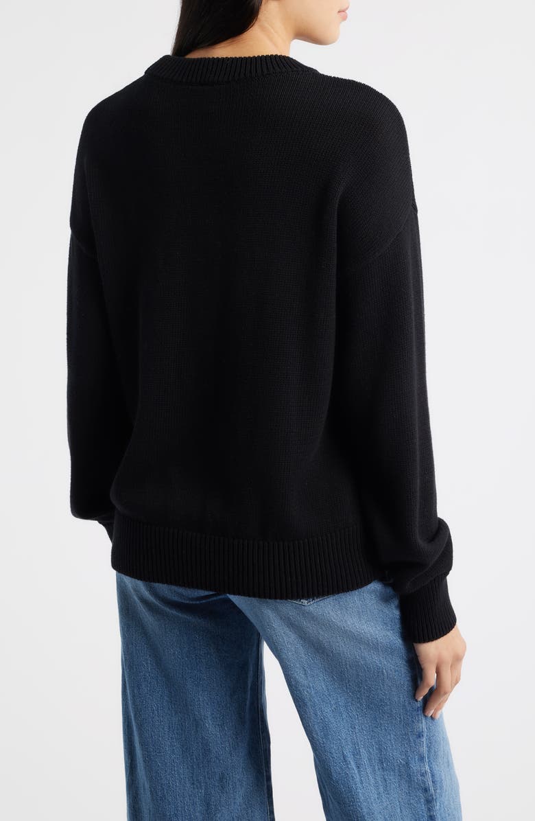 Bobeau Cocktails Cotton Sweater, Alternate, color, Black