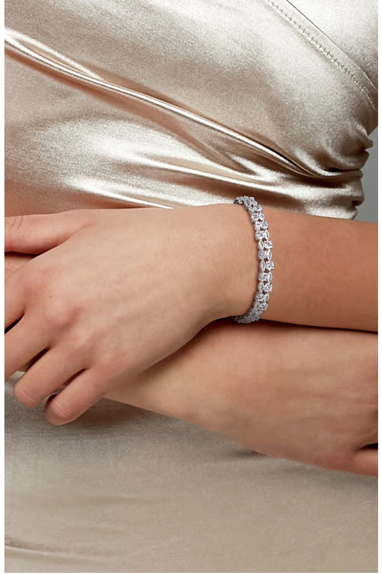 Lab Grown White Sapphire Double Row Bracelet, Alternate, color, WHITE