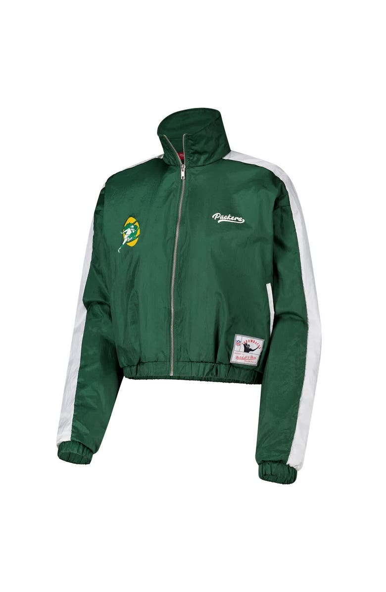 Mitchell & Ness Women's Mitchell & Ness Green Green Bay Packers Nylon Cropped Full-Zip Jacket, Alternate, color, Green