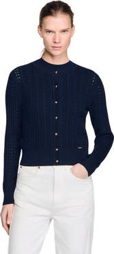 SANDRO Cropped textured knit cardigan