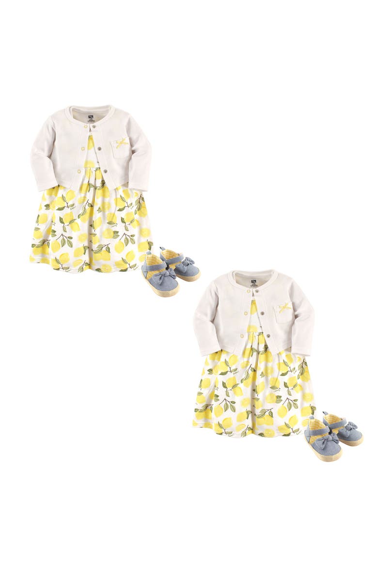 Cardigan, Dress and Shoes, Main, color, Yellow