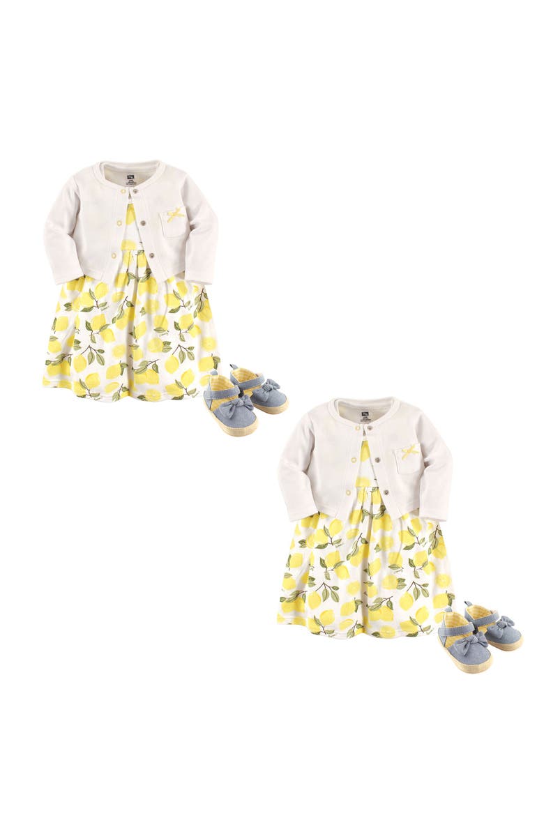 Hudson Baby Cardigan, Dress and Shoes, Main, color, Yellow