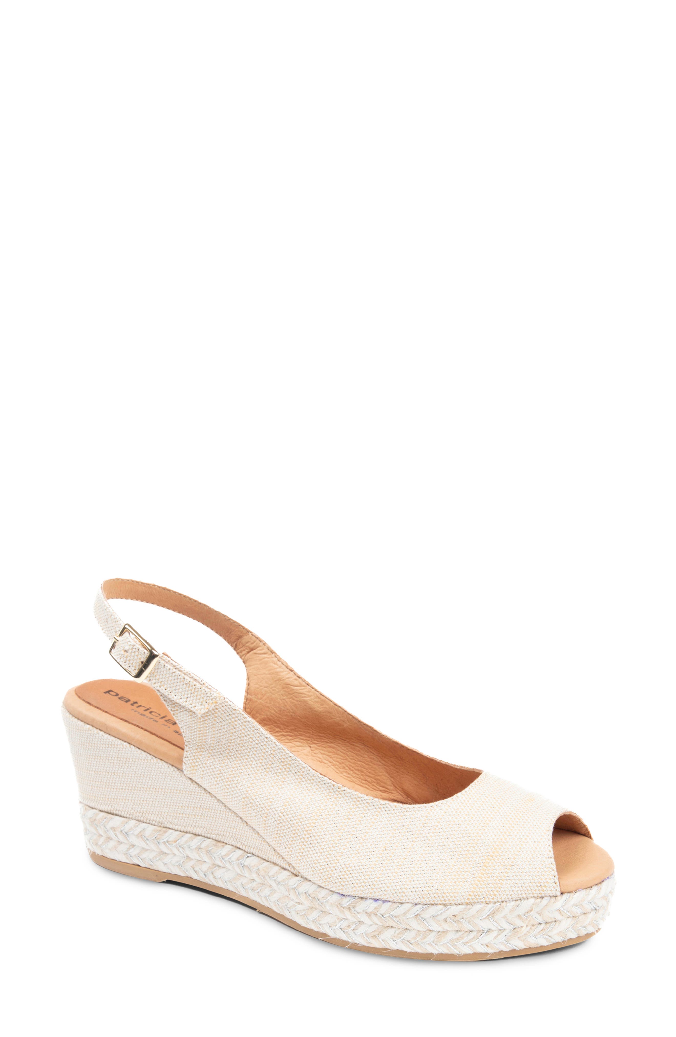 patricia green Piper Peep Toe Slingback Sandal, Main, color, Cream Natural Metallic