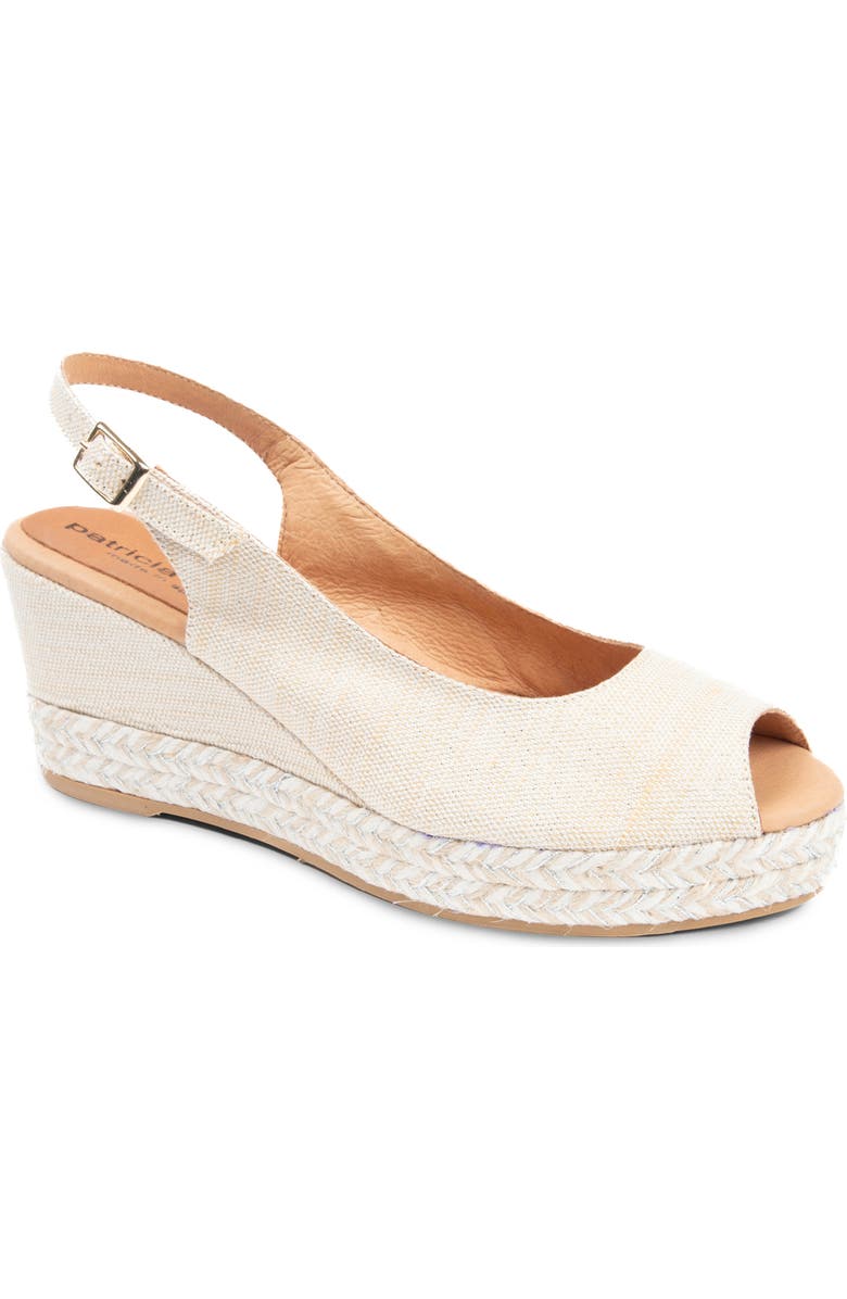 patricia green Piper Peep Toe Slingback Sandal, Main, color, Cream Natural Metallic