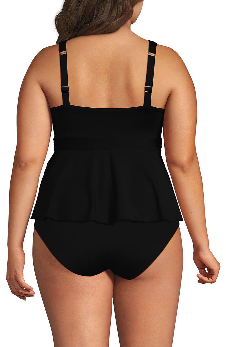 Lands' End Sweetheart Belted Flutter Tankini, Alternate, color, Black