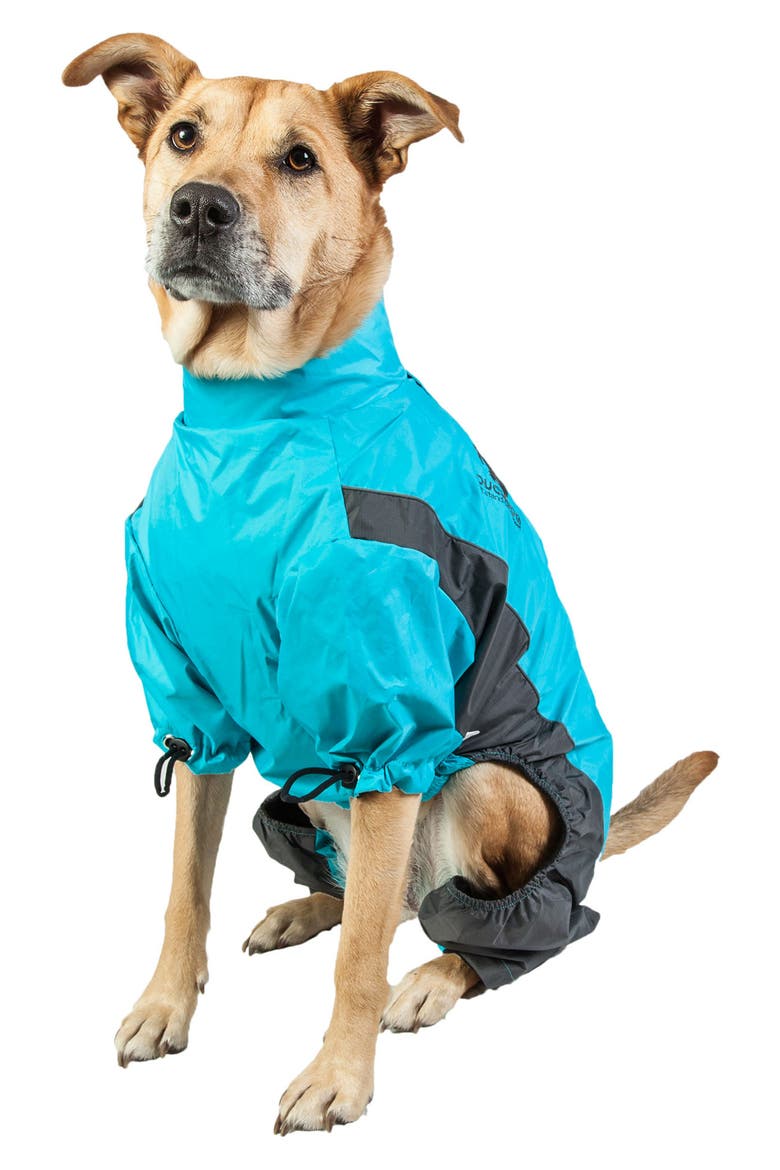 Touchdog Quantum-Ice Full-Bodied Adjustable and 3M Reflective Dog Jacket, Alternate, color, OCEAN BLUE AND GREY