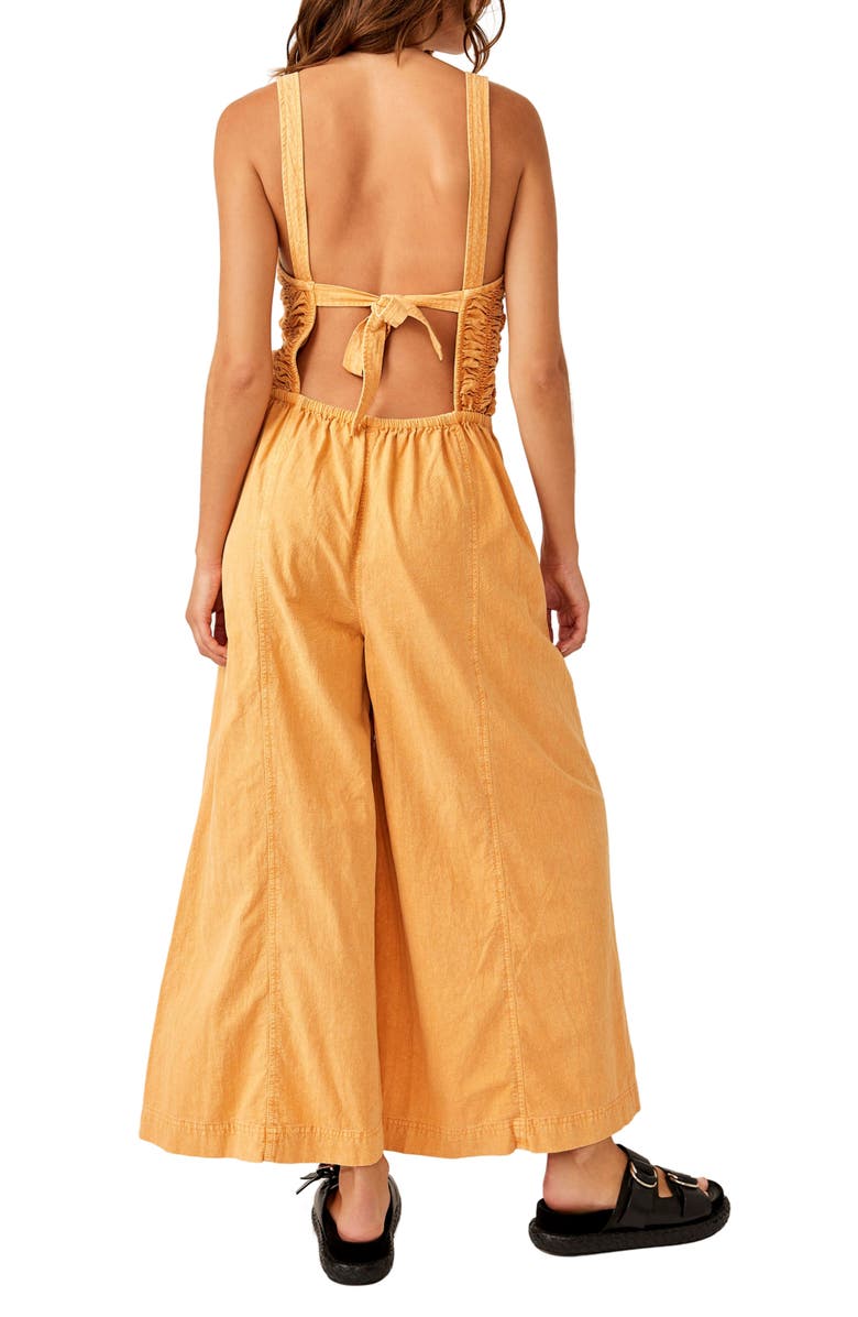Free People Forever Always Cotton Wide Leg Jumpsuit, Alternate, color, Melo Pearl