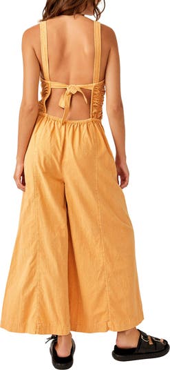 Free People popular Kira Jumpsuit Yellow/orange Wide Leg Retro size S NWOT never worn