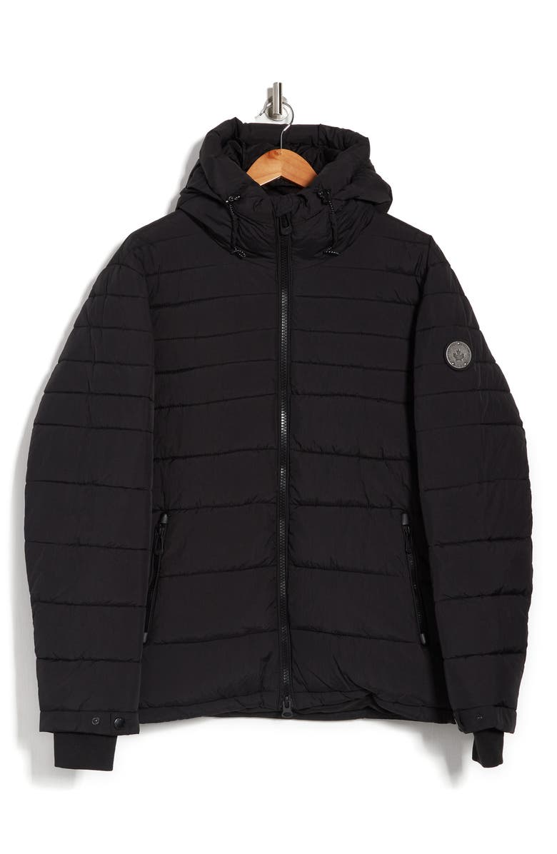 Noize Hooded Variegated Puffer Jacket, Alternate, color, Black