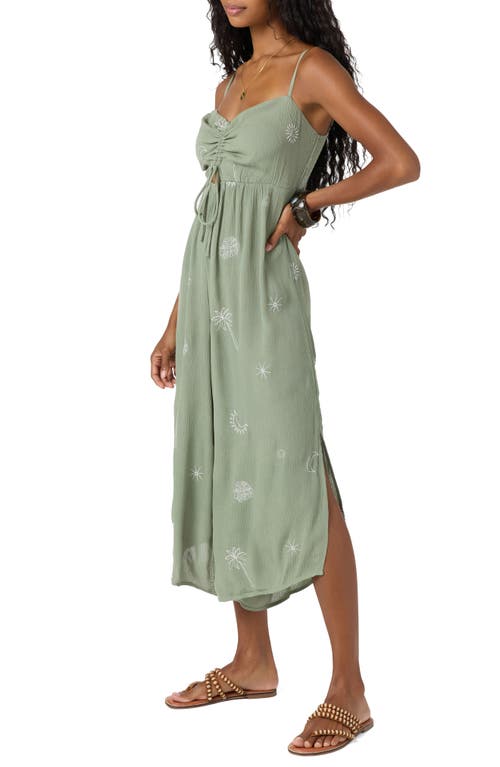 O'neill Keiko Embroidered Crop Wide Leg Jumpsuit In Green