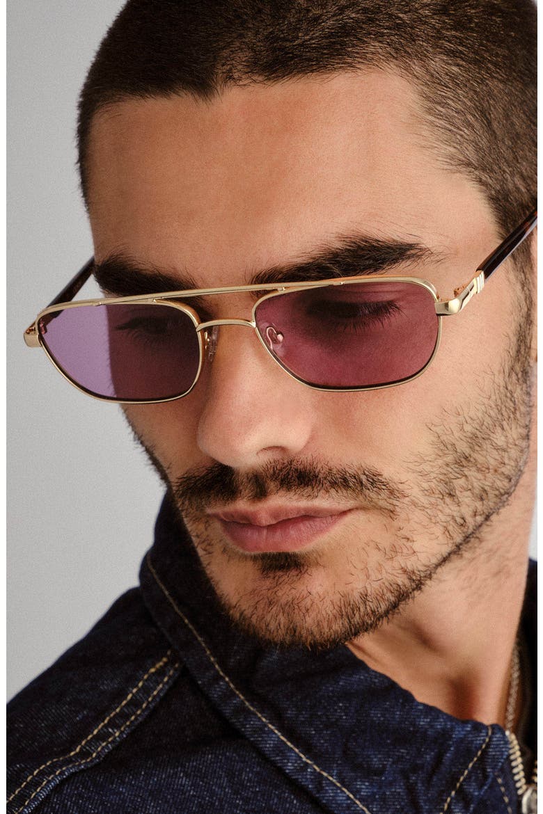 Le Mimi 57mm Aviator Sunglasses, Alternate, color, GOLD / VIOLET MONO