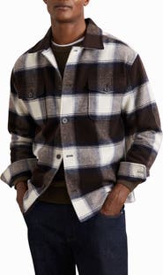 Reiss McFadden Check Wool Blend Flannel Overshirt