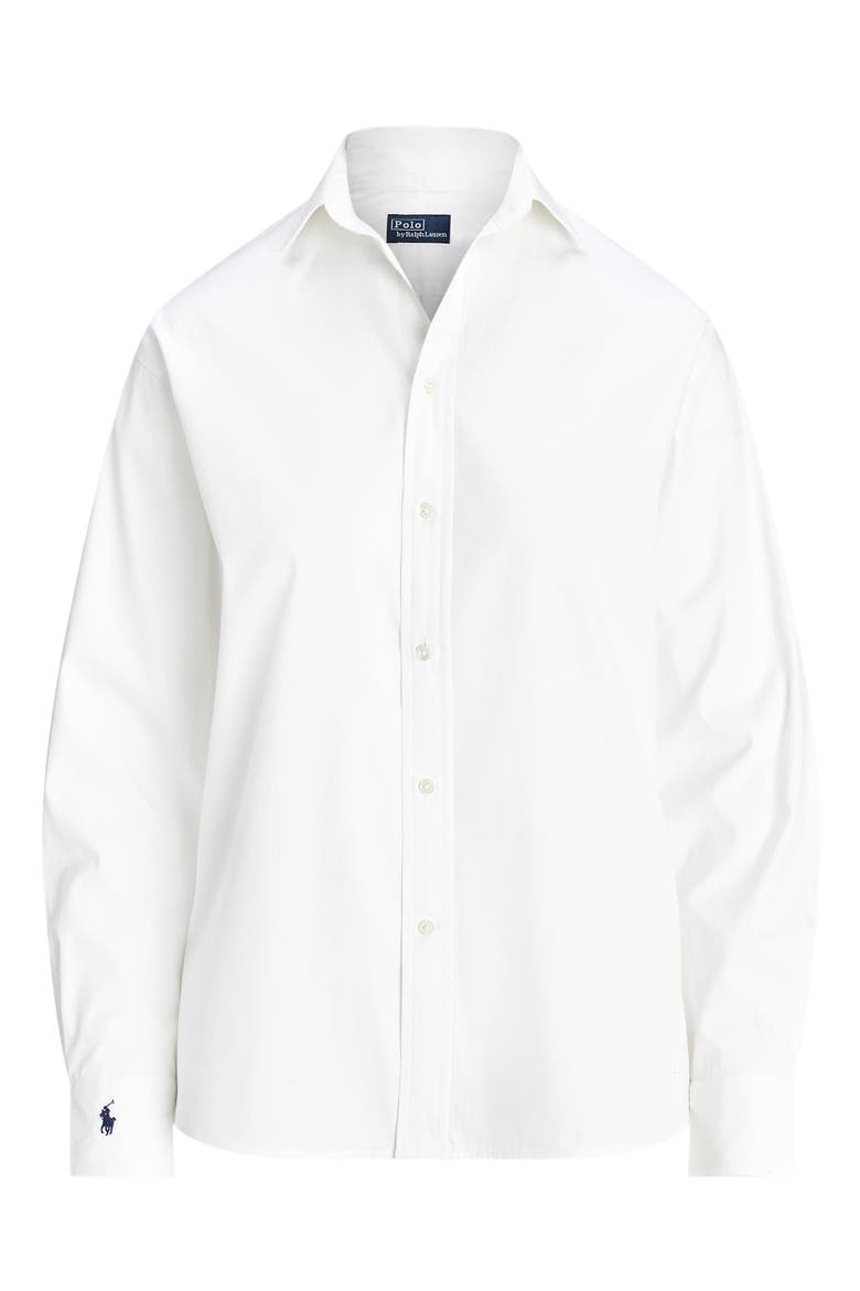 Relaxed Fit Cotton Button-Up Shirt, Alternate, color, WHITE