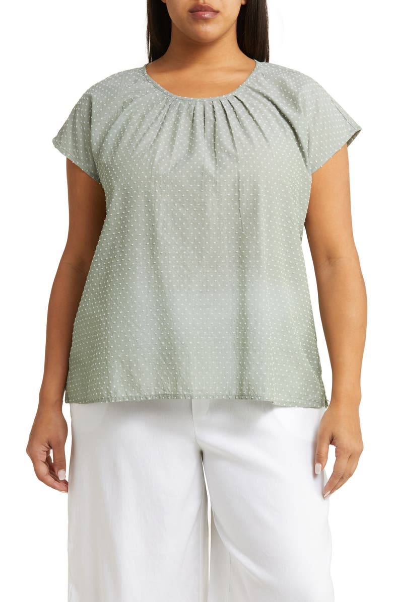 Caslon<sup>®</sup> Pleated Clip Dot Blouse, Main, color,