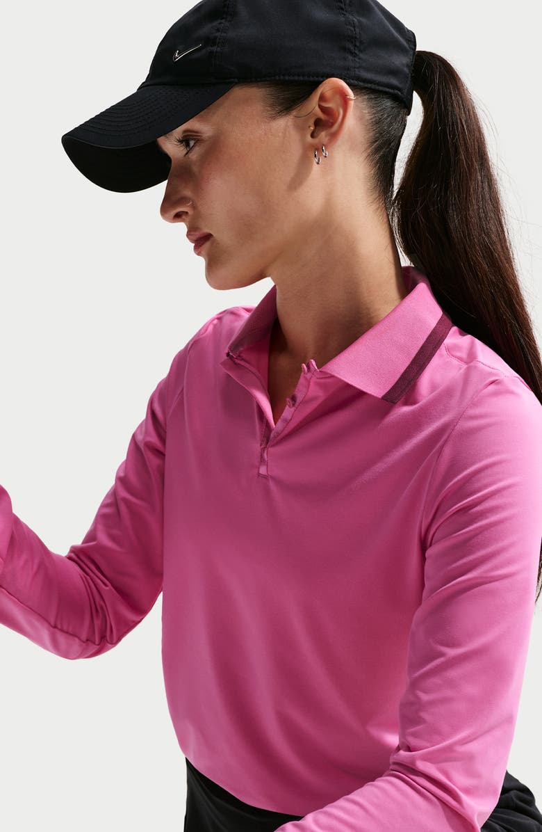 Nike Tour Tipped Dri-FIT Long Sleeve Performance Polo, Alternate, color, Cosmic Fuchsia/ White