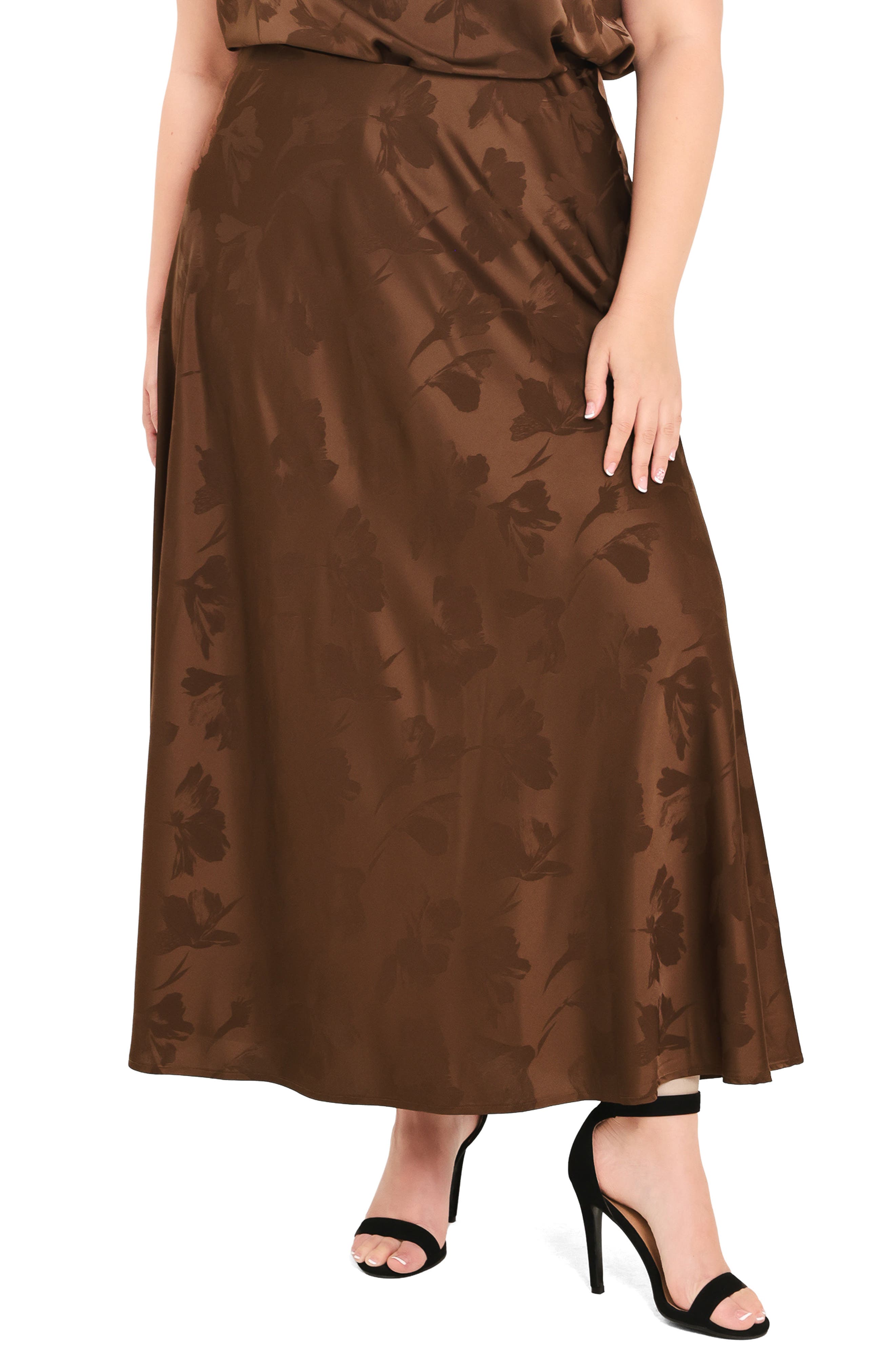 Floral Satin Maxi Skirt