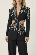 Modenaire Sculptured Embellished Cutout Blazer with Crystal Detailing