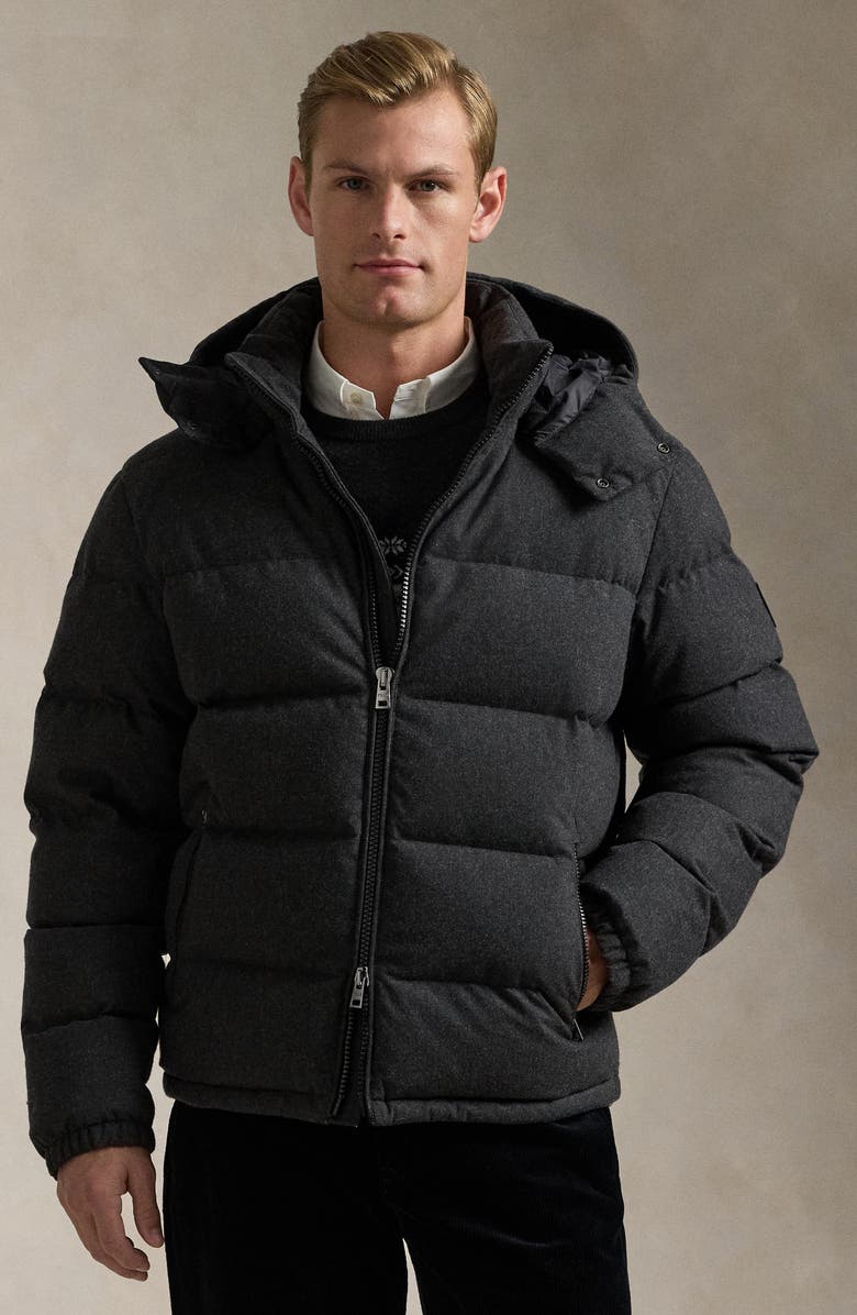 Polo Ralph Lauren Decker Water Repellent Wool Blend 750 Fill Power Down Hooded Puffer Jacket, Alternate, color,