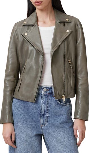 AllSaints Women's Dalby Leather Biker Jacket, Black at