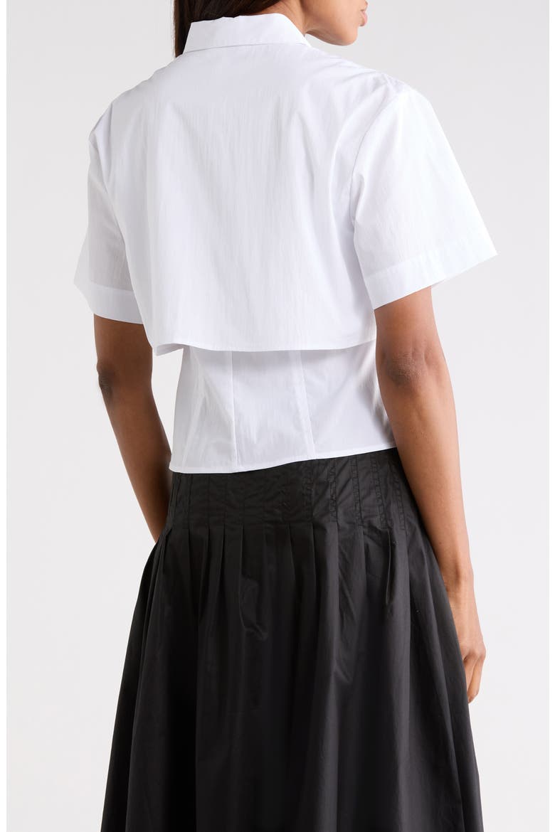 Short Sleeve High-Low Button-Up Shirt, Alternate, color, WHITE