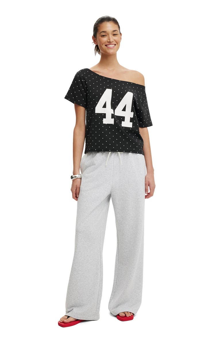 Cotton On Women's The Sporty Off Shoulder Graphic Tee, Alternate, color, 44  Washed Black