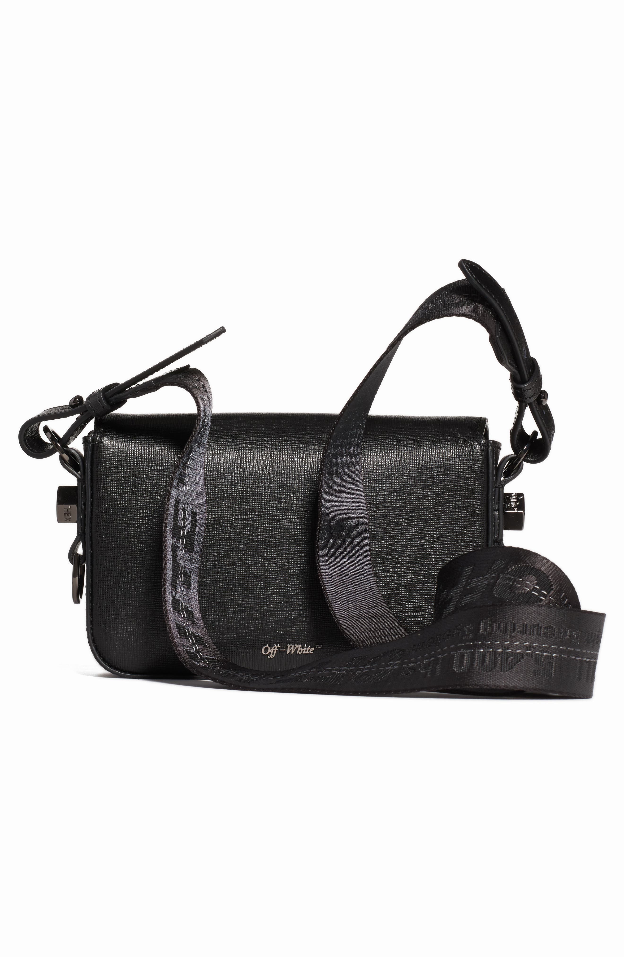 Off-White Diagonal Stripe Mini Flap Bag, Alternate, color, 