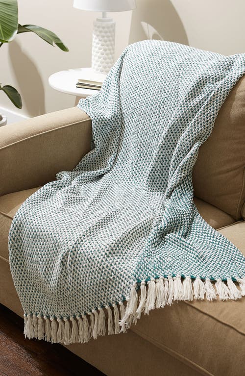 Design Imports Tassel Woven Cotton Throw Blanket In Green