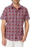 Robert Graham Stars Aligned Short Sleeve Stretch Cotton Button-Up Shirt