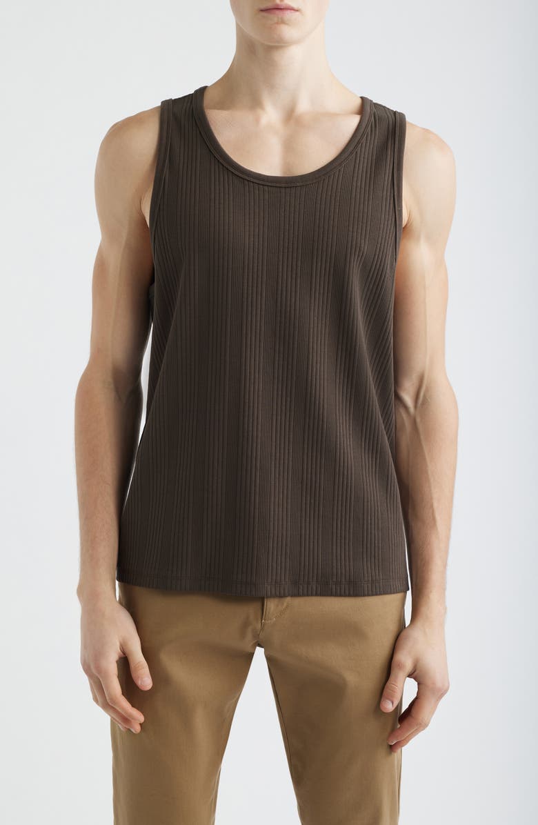 Madewell Textured Rib Tank, Main, color, Chocolate