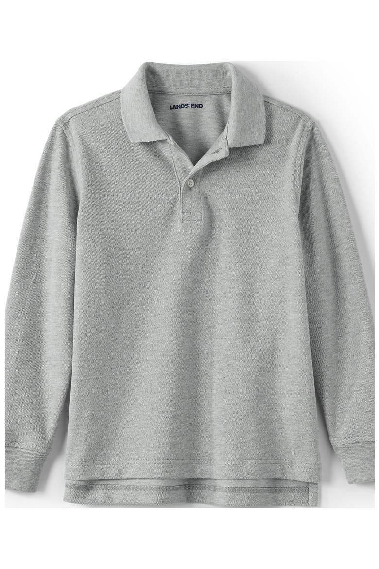 School Uniform Kids Long Sleeve Mesh Polo Shirt, Alternate, color, Gray Heather