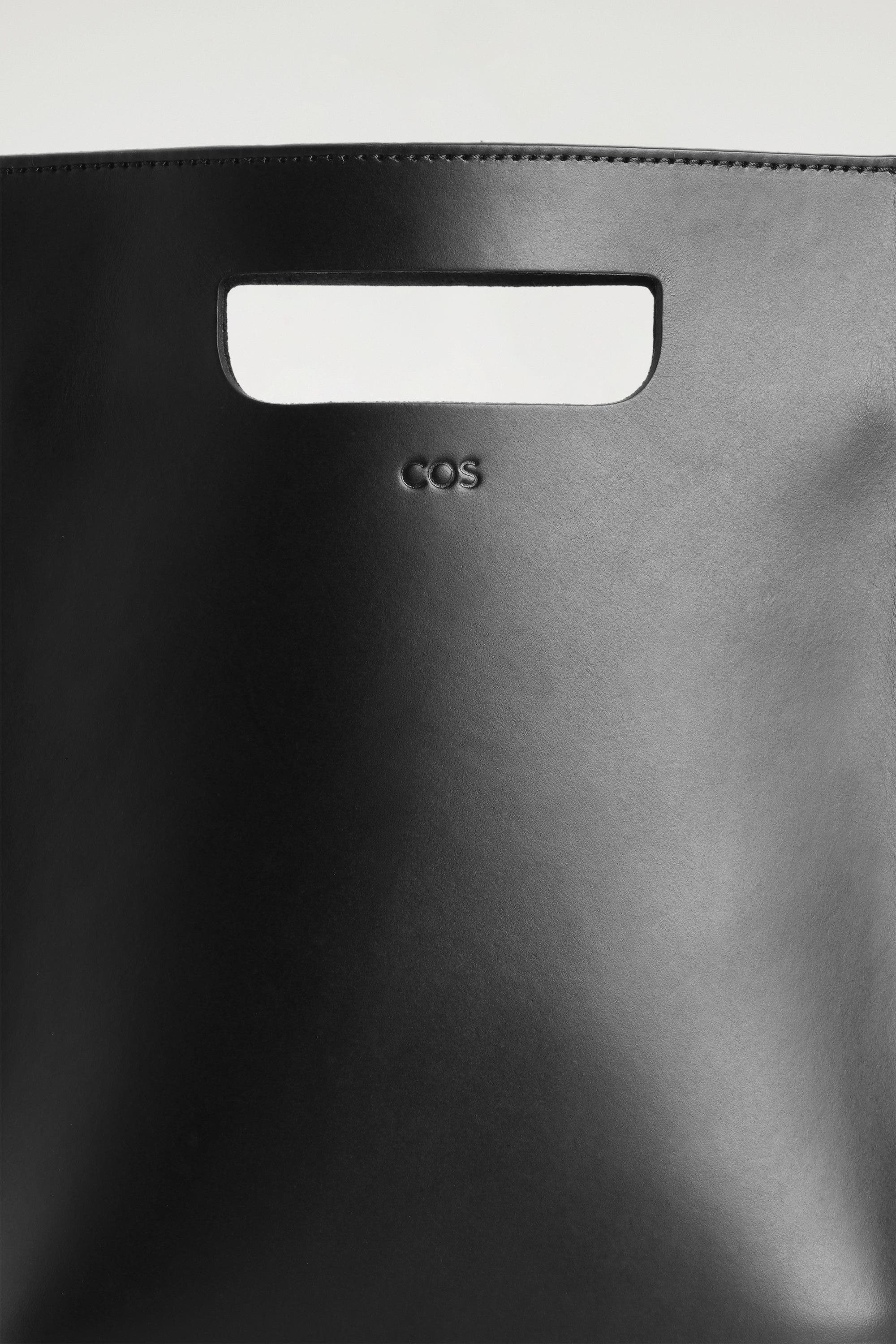 COS Folio Mini Bag - Leather, Alternate, color, Black