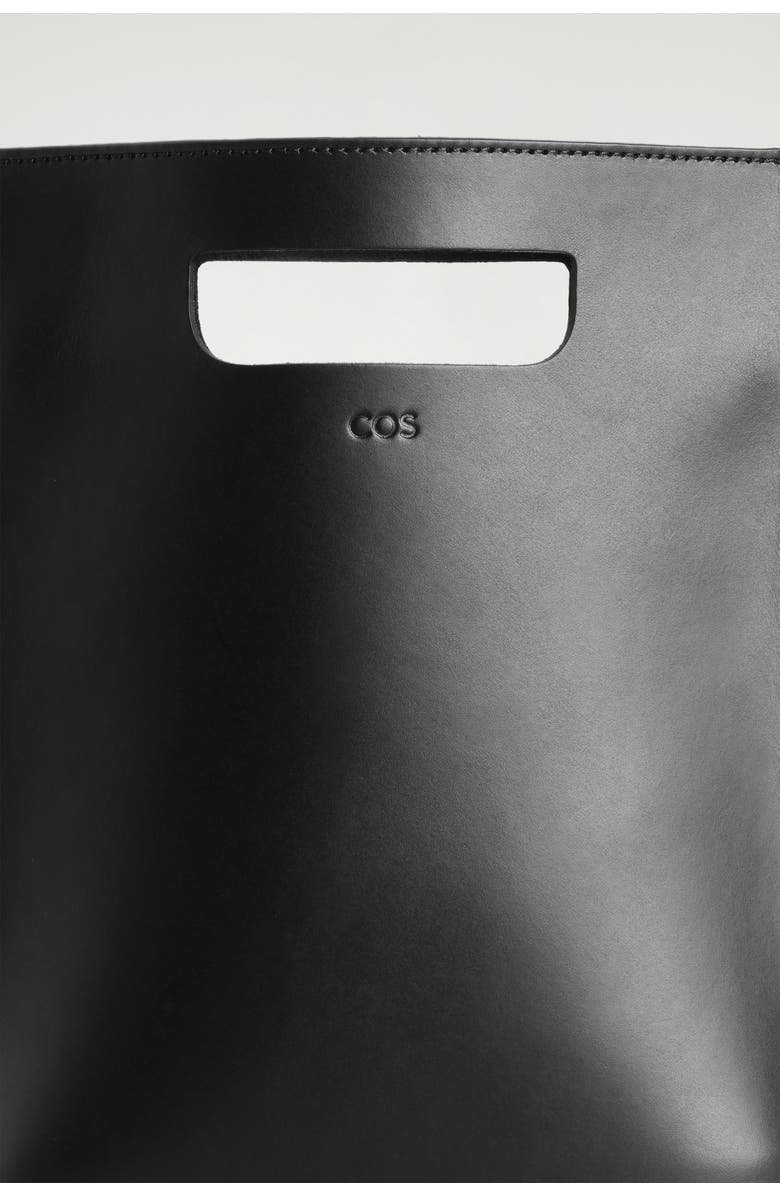COS Folio Mini Bag - Leather, Alternate, color, Black