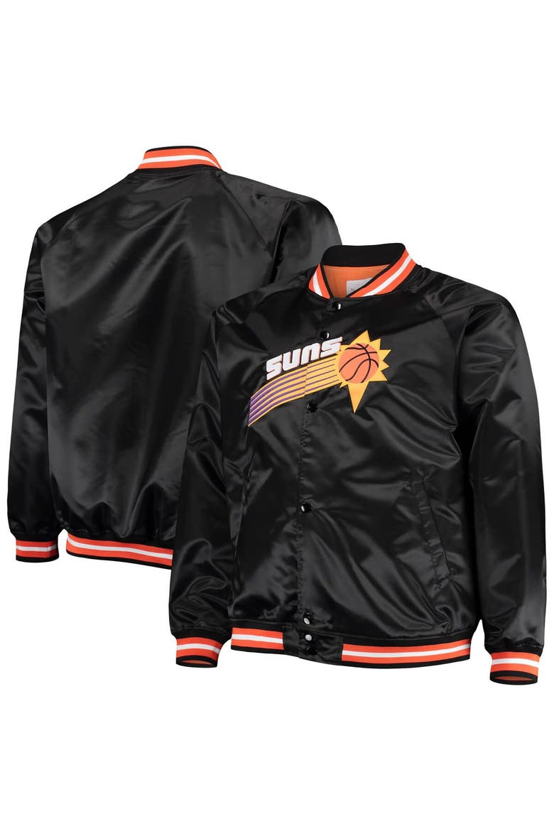 Men's Mitchell & Ness Black Phoenix Suns Big & Tall Hardwood Classics Raglan Satin Full-Snap Jacket, Main, color, Black