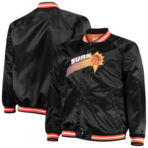 Men's Mitchell & Ness Black Phoenix Suns Big & Tall Hardwood Classics Raglan Satin Full-Snap Jacket