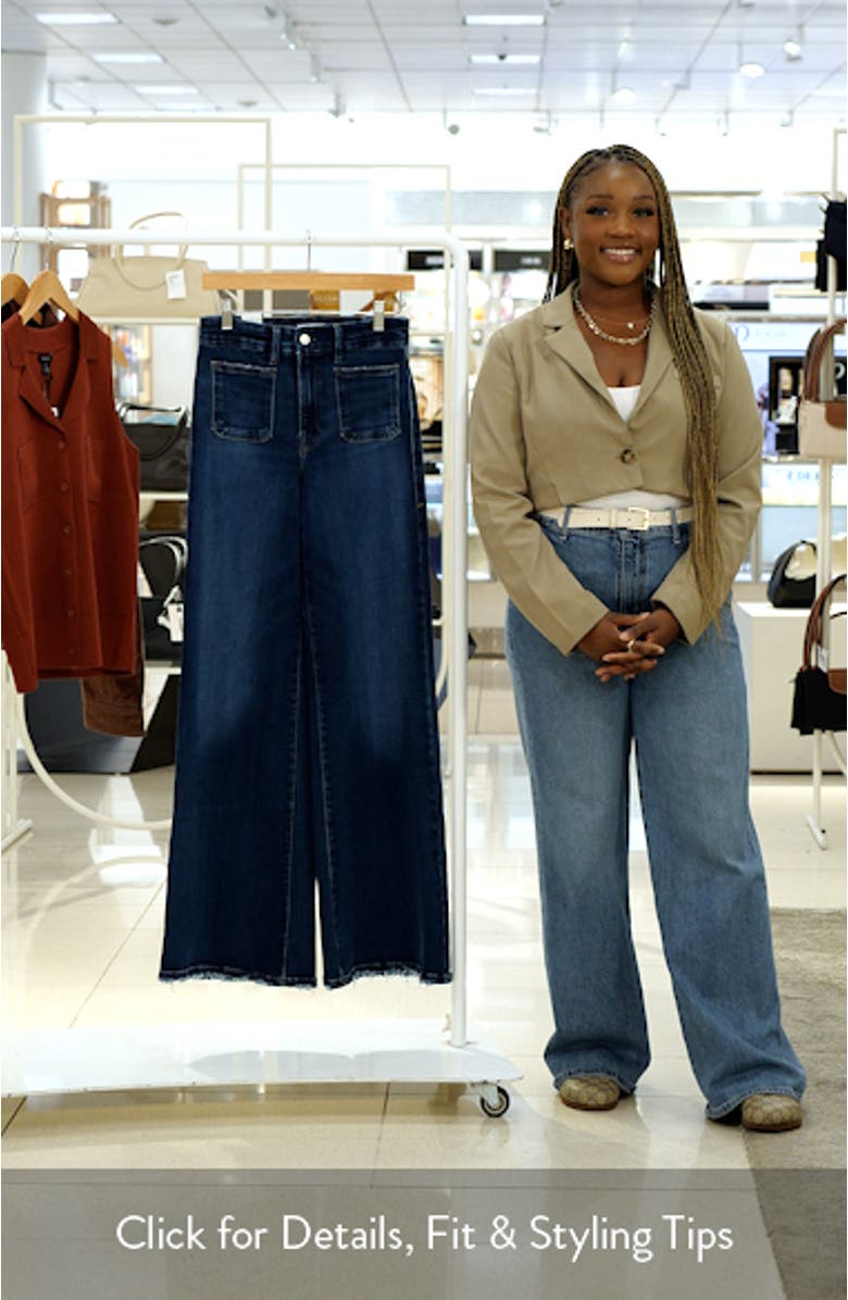 Good Waist Patch Pocket High Waist Wide Leg Palazzo Jeans